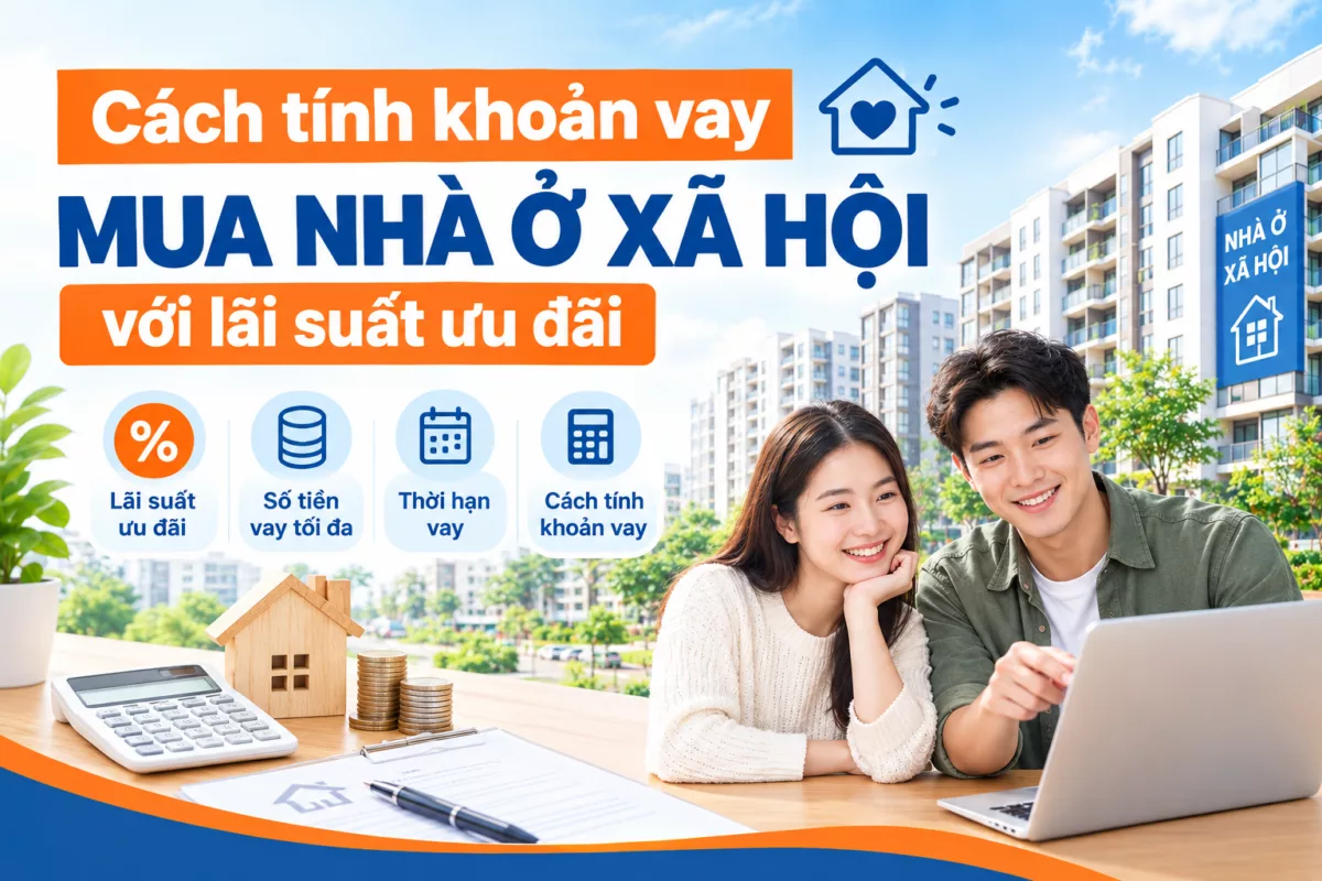 Hình ảnh minh họa cách tính khoản vay mua nhà ở xã hội với lãi suất ưu đãi.