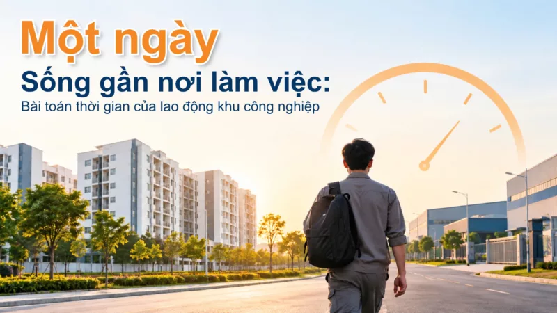 Người lao động di chuyển giữa khu căn hộ và khu công nghiệp, minh họa lợi ích sống gần nơi làm việc