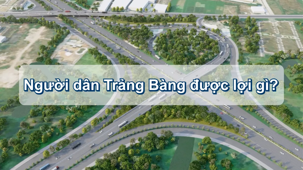 Hình ảnh phối cảnh nút giao thông nhiều làn đường và cây xanh tại Trảng Bàng, minh họa lợi ích kết nối giao thông đối với người dân khu vực.