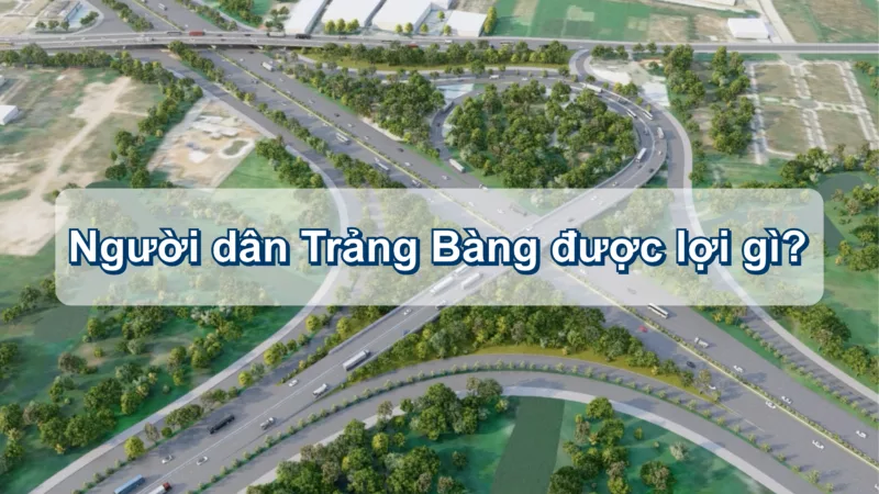 Hình ảnh phối cảnh nút giao thông nhiều làn đường và cây xanh tại Trảng Bàng, minh họa lợi ích kết nối giao thông đối với người dân khu vực.
